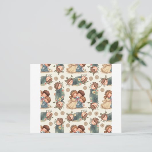 Kawaii Couple Postcard Postkarte (Stehend Vorderseite)