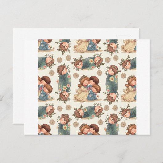 Kawaii Couple Postcard Postkarte (Vorne/Hinten)