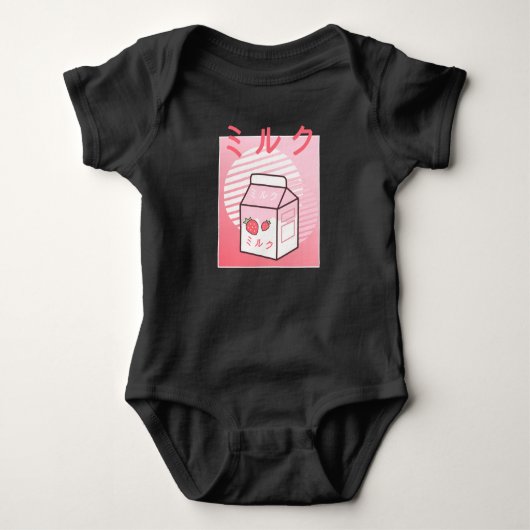 Kawaii Cow Retro Japanisch Erdbeere Milkshake Baby Strampler (Vorderseite)