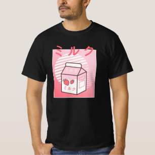 Kawaii Cow Retro Japanisch Erdbeere Milkshake T-Shirt