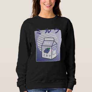 Kawaii Cow Retro Japanische Blueberry Milk Sweatshirt