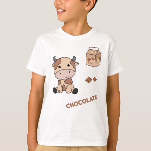 Kawaii Cow Retro Japanische Schokolade Kühe T-Shirt (Vorderseite)