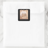 Kawaii Cow Retro Japanische Schokolade Milchkühe Quadratischer Aufkleber (Tasche)