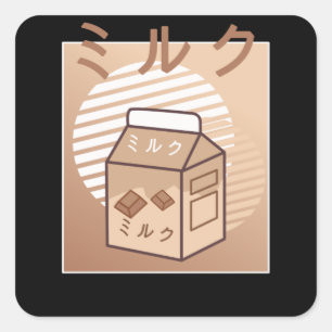 Kawaii Cow Retro Japanische Schokolade Milchkühe Quadratischer Aufkleber