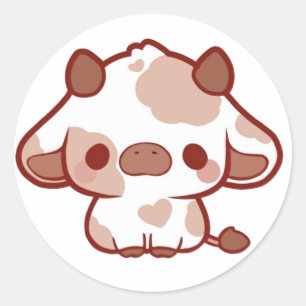 Kawaii Cow Runder Aufkleber
