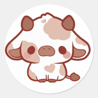 Kawaii Cow Runder Aufkleber