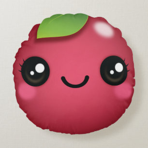 Kawaii Cranberry Round Pillow Rundes Kissen
