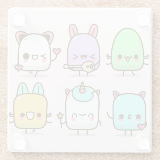 Kawaii Critters Glasuntersetzer (Rückseite)