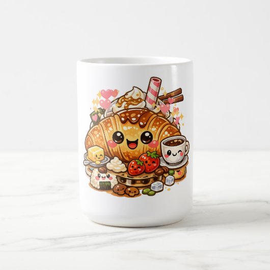 Kawaii Croissant Breakfast Mug Kaffeetasse (Mittel)