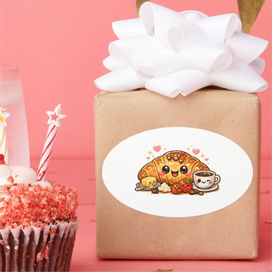 Kawaii Croissant Sticker (Party)