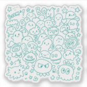 Kawaii Crowd Aufkleber (Vorderseite)