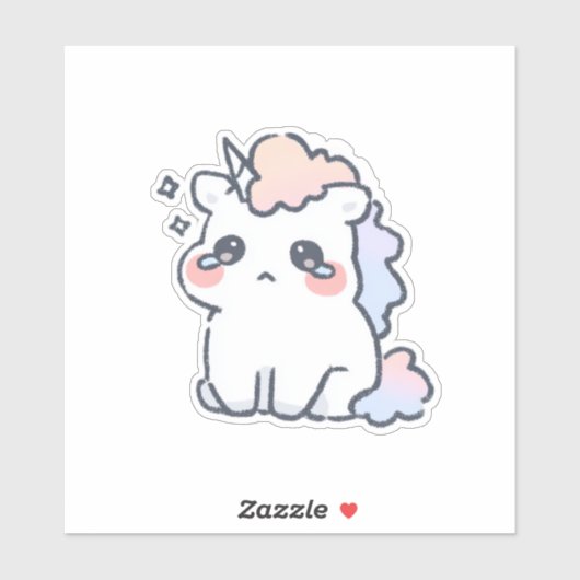 Kawaii Crying Unicorn Sticker Cute Pastel Magical (Blatt)