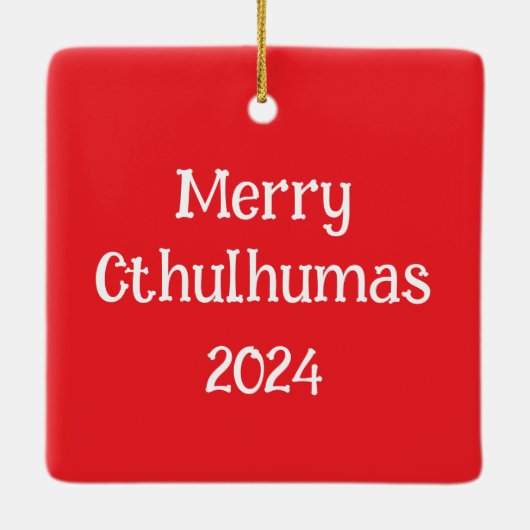 Kawaii Cthulhu Christmas - Merry Cthulhumas Keramikornament (Rückseite)