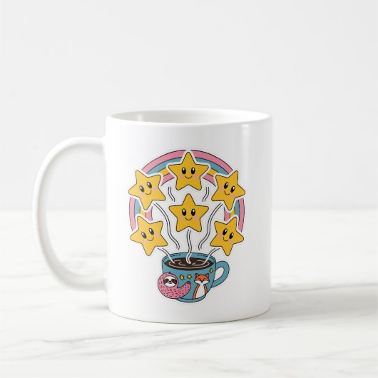 Kawaii Cup - Niedlicher Regenbogencup mit Sternen Kaffeetasse (Links)