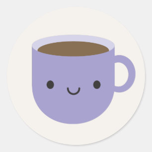 Kawaii Cup of Tee oder Kaffee Runder Aufkleber
