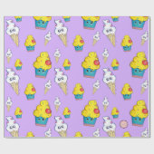 Kawaii Cupcake and Ice Creme Cone Wrapping Paper Geschenkpapier (Flach)