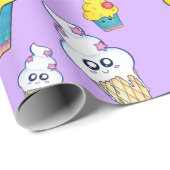 Kawaii Cupcake and Ice Creme Cone Wrapping Paper Geschenkpapier (Rolleneckpunkt)