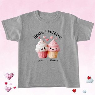 Kawaii Cupcake-Beste-Freundinnen mit Herzen T-Shirt