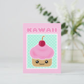 Kawaii Cupcake Cherry Candy Postkarte (Stehend Vorderseite)