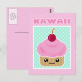 Kawaii Cupcake Cherry Candy Postkarte (Vorne/Hinten)