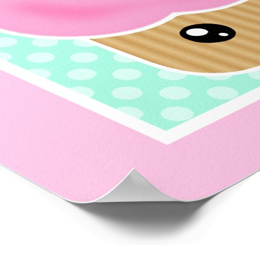 Kawaii Cupcake Cherry Poster (Ecke)
