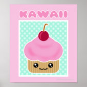 Kawaii Cupcake Cherry Poster (Vorne)