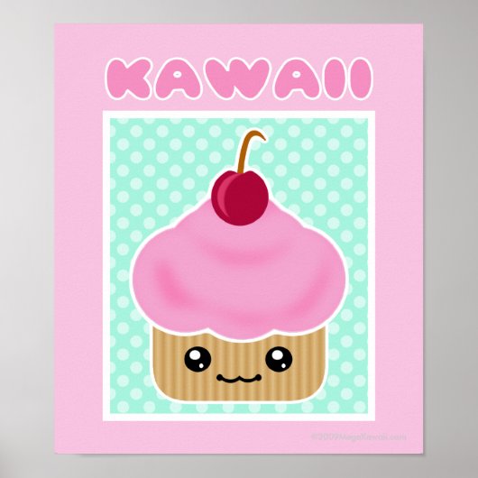 Kawaii Cupcake Cherry Poster (Vorne)