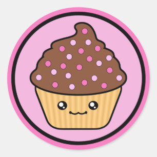 Kawaii Cupcake Chocolate Zuckerguss Runder Aufkleber