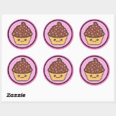 Kawaii Cupcake Chocolate Zuckerguss Runder Aufkleber (Blatt)