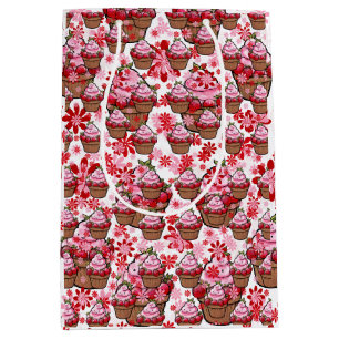 Kawaii Cupcake Design - Niedliche DessertIllustrat Mittlere Geschenktüte