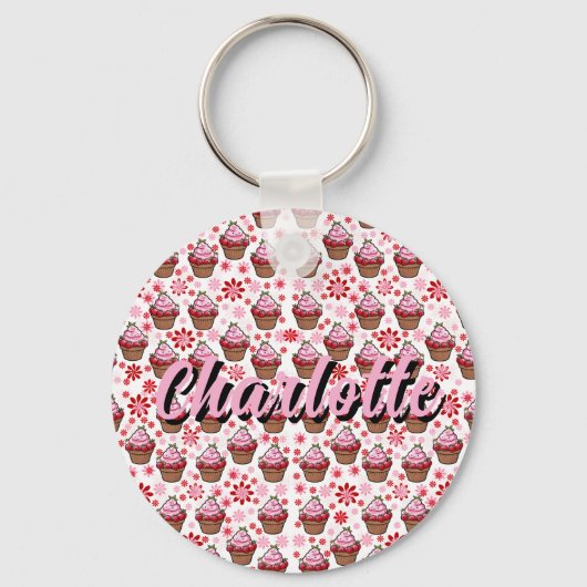 Kawaii Cupcake Design - Niedliche DessertIllustrat Schlüsselanhänger (Vorderseite)