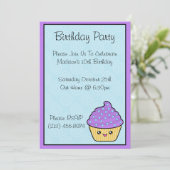 Kawaii Cupcake Geburtstagsparty Einladungen (Stehend Vorderseite)