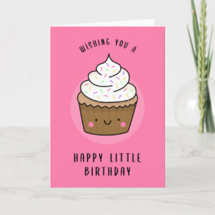 Kawaii Cupcake Happy Little Birthday (rosa) Karte