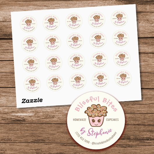 Kawaii Cupcake hausgemachte Cupcake-Produktkennzei Runder Aufkleber