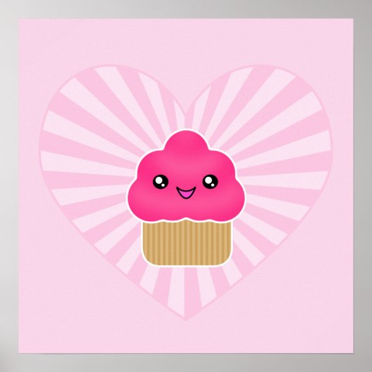Kawaii Cupcake Heart Poster (Vorne)