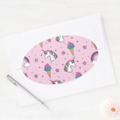 Kawaii Cupcake Icecream Unicorn Mairytale Ovaler Aufkleber (Umschlag)