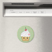 Kawaii Cupcake in Polka Dots Magnet (In Situ (Geschirrspüler))