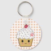 Kawaii Cupcake in Polka Dots Schlüsselanhänger (Vorderseite)