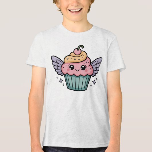 Kawaii Cupcake Kids Tri-Blend Shirt (Vorderseite)
