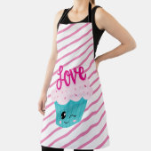 Kawaii Cupcake Liebe Rosa Aquamariner Streifen Nie Schürze (InSitu)
