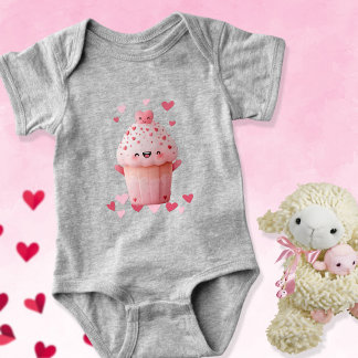 Kawaii-Cupcake mit Herzen Baby Strampler