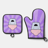 Kawaii Cupcake Ofenhandschuh & Topflappen-Set (Vorderseite)