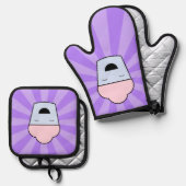 Kawaii Cupcake Ofenhandschuh & Topflappen-Set (Vorderseite/Rückseite)