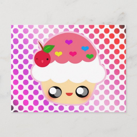 Kawaii Cupcake Postkarte (Vorderseite)