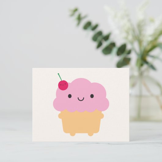 Kawaii Cupcake Postkarte (Stehend Vorderseite)