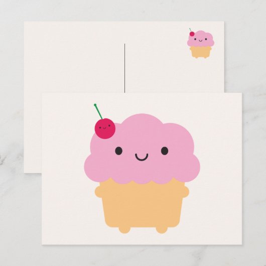 Kawaii Cupcake Postkarte (Vorne/Hinten)