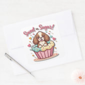 Kawaii Cupcake Pup: Sweet as Sugar! Quadratischer Aufkleber (Umschlag)