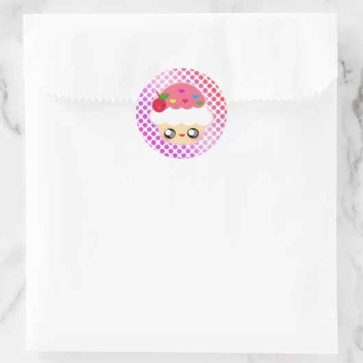 Kawaii Cupcake! Runder Aufkleber (Tasche)