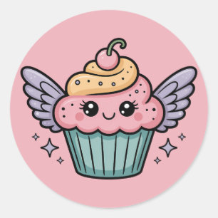 Kawaii Cupcake Runder Aufkleber