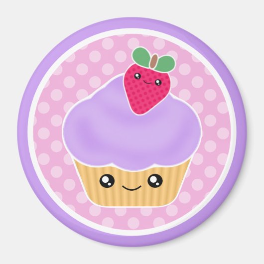 Kawaii Cupcake Strawberry Magnet (Vorne)
